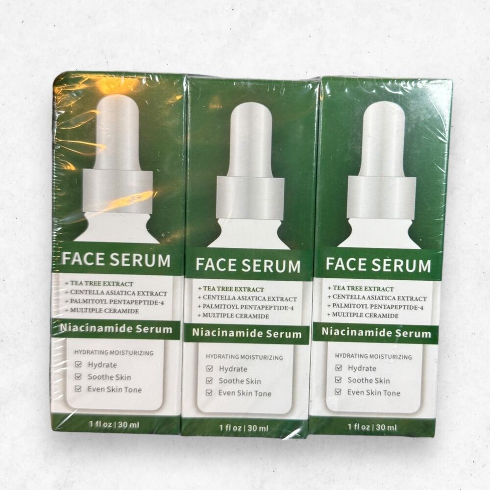 Niacinamide Face Serum Set of 3 Tea Tree Ceramide Hydrating 1oz New Sealed
